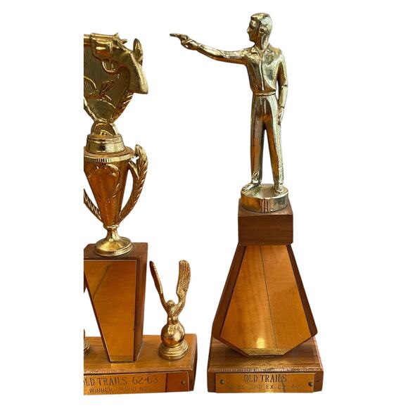 Vintage 1962 1963 Old Trails Shooting Trophies Pair Winner and‎ 2nd Place Trophy - Picture 3 of 9